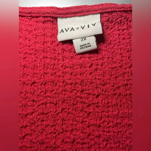 Ava & Viv Woman’s Flutter Sleeve Blouse Size 2X Rose V Neck Textured Fabric - Picture 6 of 7